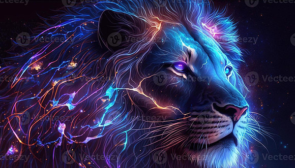 leo-zodiac-sign-magical-neon-energy-glowing-generative-art-photo
